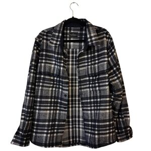 7 Diamonds Blue and White Soft Plaid Flannel Size L